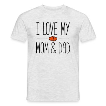 mom and dad i love - Männer T-Shirt - Grau meliert - Vorne - AI Model Male 178 dark (178cm)