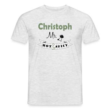 Mr. Hot & Spicy lustiger Spruch Christoph - Männer T-Shirt - Grau meliert - Vorne - AI Model Male 178 dark (178cm)