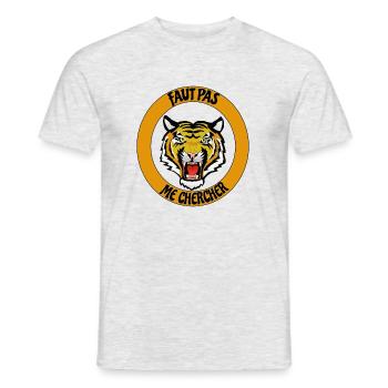 Faut pas me chercher Tigre - T-shirt homme - gris chiné - Devant - AI Model Male 178 dark (178cm)