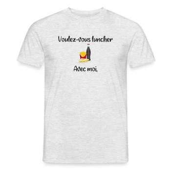 T-shirt Voulez-vous luncher - T-shirt homme - gris chiné - Devant - AI Model Male 178 dark (178cm)