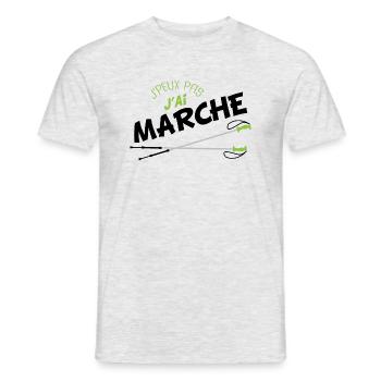 t-shirt j'peux pas j'ai marche - T-shirt homme - gris chiné - Devant - AI Model Male 178 dark (178cm)