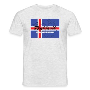 Reykjavik - Hauptstadt mit GPS & Flagge - Männer T-Shirt - Grau meliert - Vorne - AI Model Male 178 dark (178cm)
