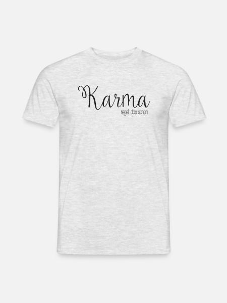 Karma regelt das schon - Männer T-Shirt - Grau meliert