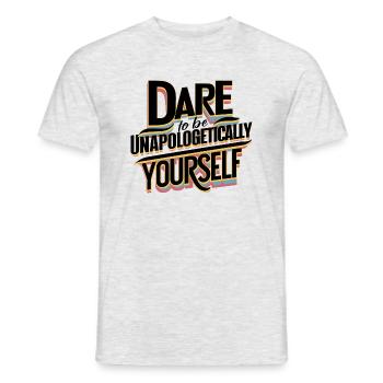 Dare to be unapologetically yourself Art Print - Men's T-Shirt - heather grey - Front - AI Model Male 178 dark (178cm)