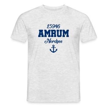 Amrum - 25946 - Nordsee Insel - Männer T-Shirt - Grau meliert - Vorne - AI Model Male 178 dark (178cm)