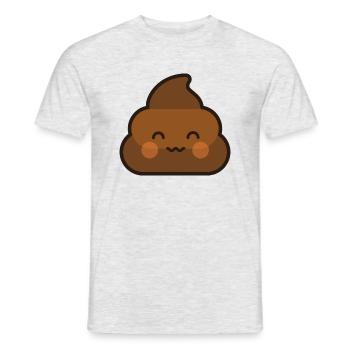 Poop Emoji shit shit heap sausage satisfied - Men's T-Shirt - heather grey - Front - AI Model Male 178 dark (178cm)