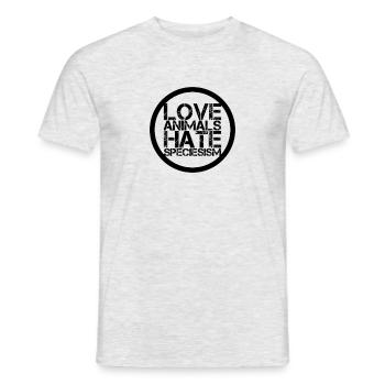 LOVE ANIMALS HATE SPECIESISM # vegan - Men's T-Shirt - heather grey - Front - AI Model Male 178 dark (178cm)
