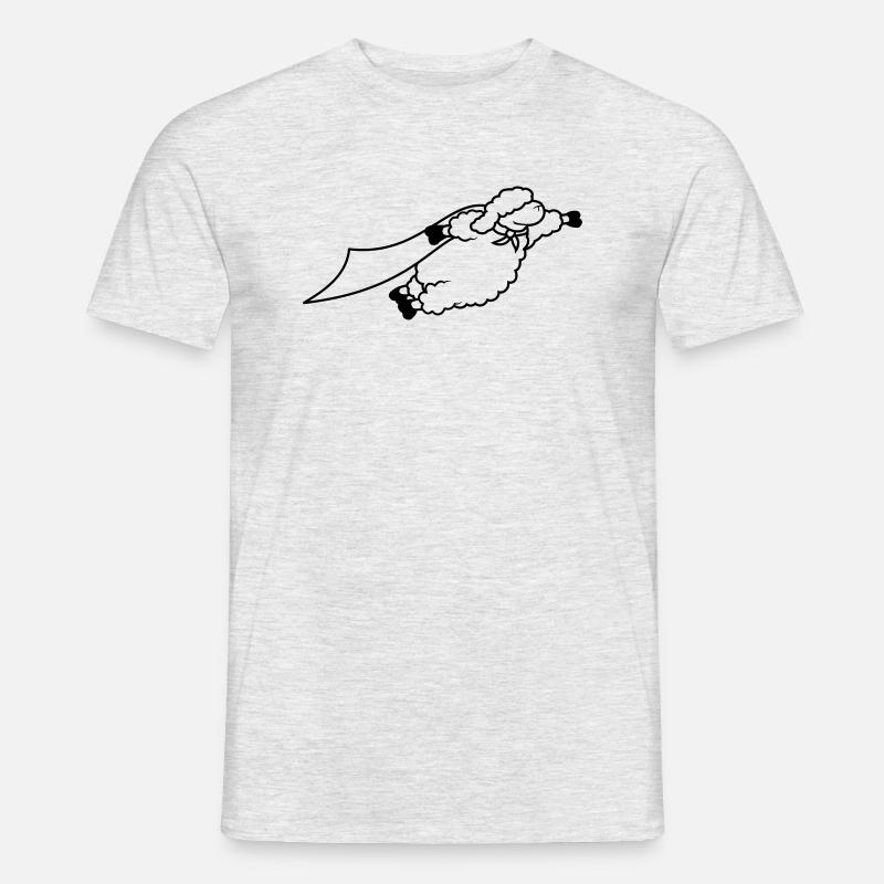 Superheld Schaf lustig - Männer T-Shirt - Grau meliert