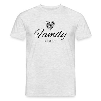 Family first - T-shirt homme - gris chiné - Devant - AI Model Male 178 dark (178cm)