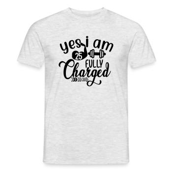Oui, j’ai 25 ans facturés - T-shirt homme - gris chiné - Devant - AI Model Male 178 dark (178cm)