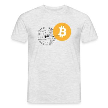 E-euro VS. Bitcoin - Männer T-Shirt - Grau meliert - Vorne - AI Model Male 178 dark (178cm)