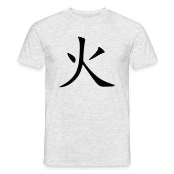 Hi Kanji (Feuer / Feu) - Männer T-Shirt - Grau meliert - Vorne - AI Model Male 178 dark (178cm)