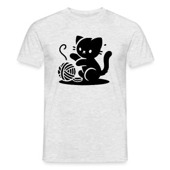 Chat avec de la laine - T-shirt homme - gris chiné - Devant - AI Model Male 178 dark (178cm)