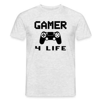 gamer 4 life - Männer T-Shirt - Grau meliert - Vorne - AI Model Male 178 dark (178cm)