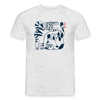 Hunting Cats Japanese Aesthetic - Men's T-Shirt - heather grey - Front - AI Model Male 178 dark (178cm)