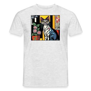 katzen 128red - Männer T-Shirt - Grau meliert - Vorne - AI Model Male 178 dark (178cm)