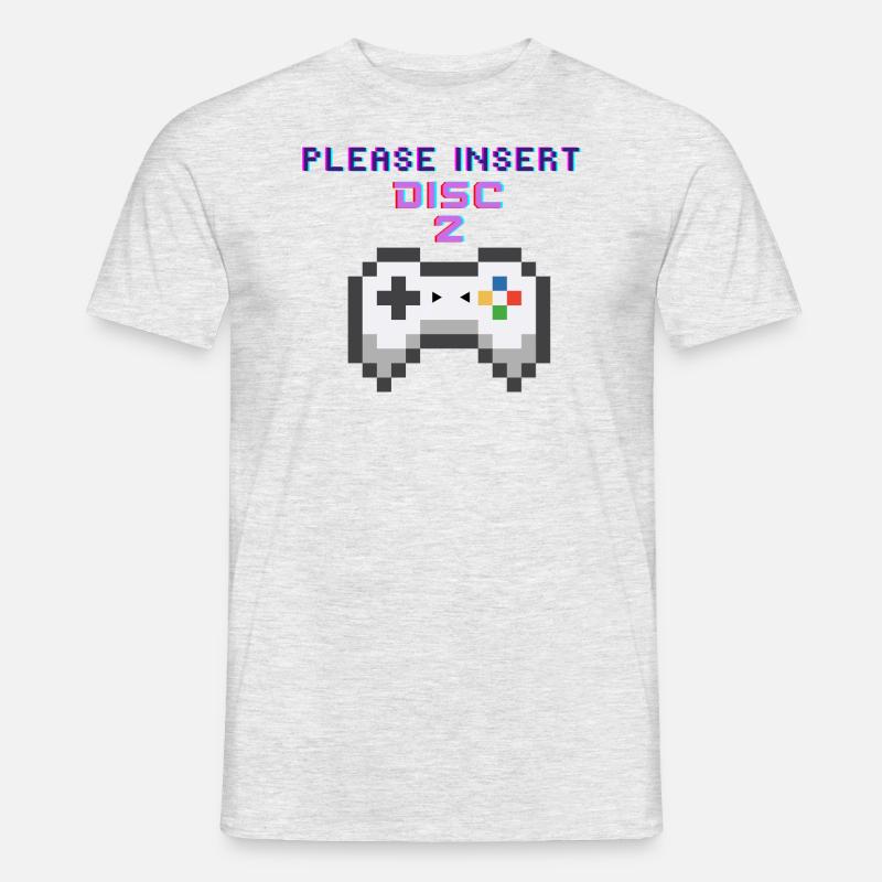 PLEASE INSERT DISC 2 - Männer T-Shirt - Grau meliert