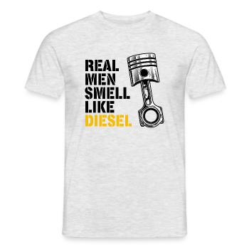 Real Men Smell Like Diesel | Amateurs de voitures - T-shirt homme - gris chiné - Devant - AI Model Male 178 dark (178cm)