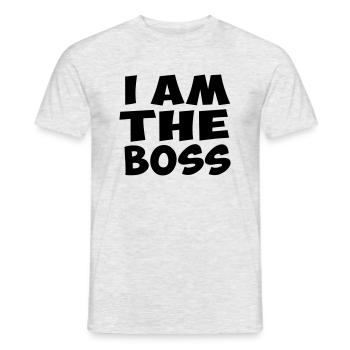 i am the boss quote humor fun - Men's T-Shirt - heather grey - Front - AI Model Male 178 dark (178cm)