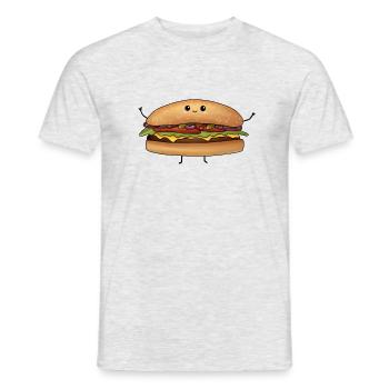 Süßer Burger mit Gesicht - Männer T-Shirt - Grau meliert - Vorne - AI Model Male 178 dark (178cm)