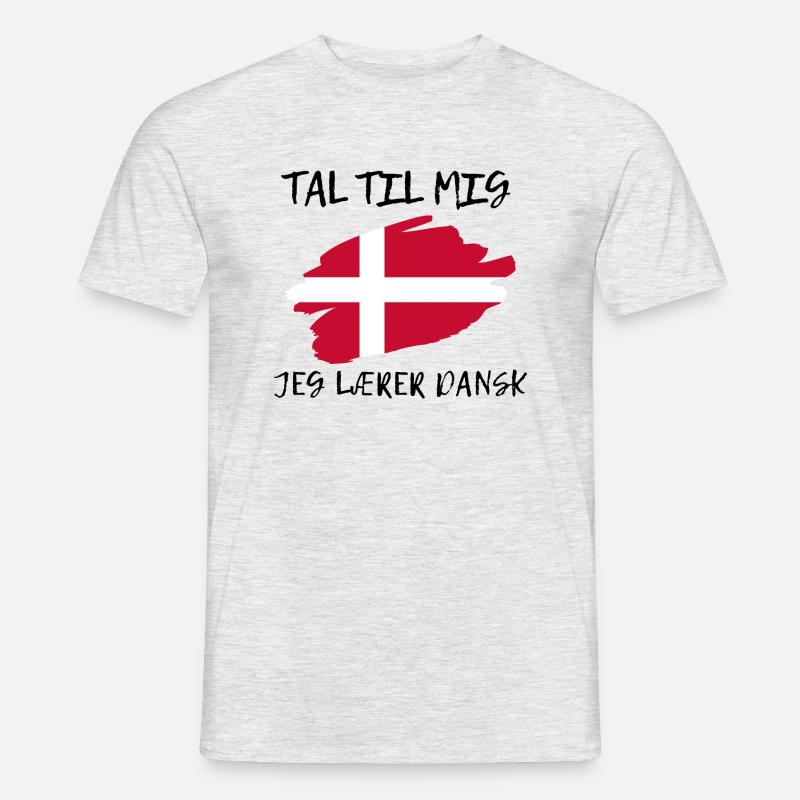 Sprich mit mir - ich lerne Dänisch - Männer T-Shirt - Grau meliert