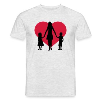 Cœur 2 enfants - T-shirt homme - gris chiné - Devant - AI Model Male 178 dark (178cm)