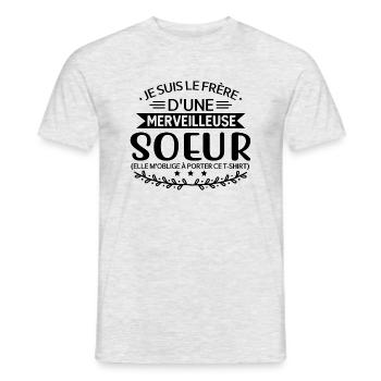 Je suis le frère d'une merveilleuse sœur - cadeau - T-shirt homme - gris chiné - Devant - AI Model Male 178 dark (178cm)