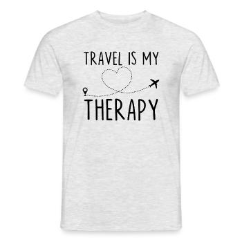 Voyager est ma thérapie - T-shirt homme - gris chiné - Devant - AI Model Male 178 dark (178cm)