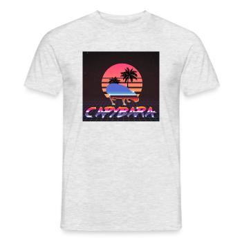 Capybara Retrowave - Men's T-Shirt - heather grey - Front - AI Model Male 178 dark (178cm)