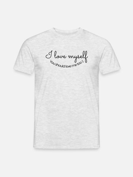 I love myself - Männer T-Shirt - Grau meliert
