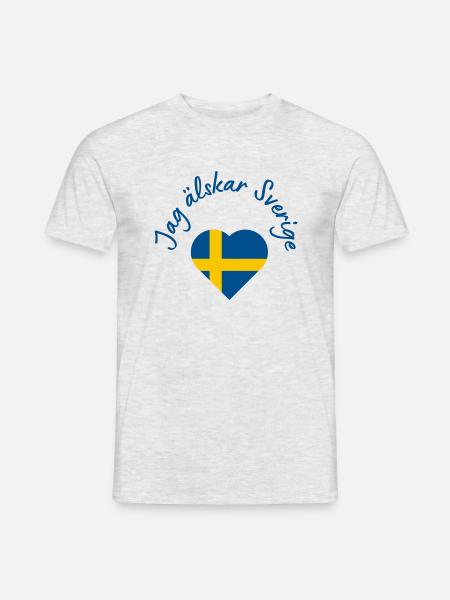 Jag älskar Sverige - Männer T-Shirt - Grau meliert