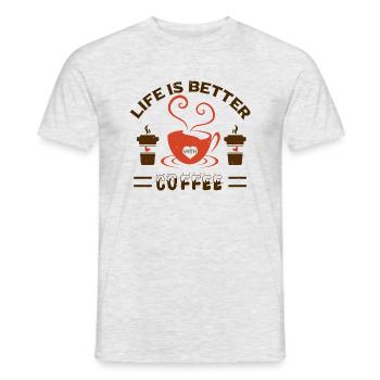 LA VIE EST MEILLEURE AVEC LE CAFÉ - T-shirt homme - gris chiné - Devant - AI Model Male 178 dark (178cm)