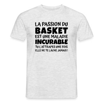 la passion du basket / humour basket - T-shirt homme - gris chiné - Devant - AI Model Male 178 dark (178cm)