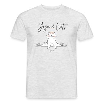 Yoga and Cats - Männer T-Shirt - Grau meliert - Vorne - AI Model Male 178 dark (178cm)
