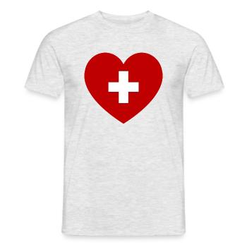 Schweiz Herz - Männer T-Shirt - Grau meliert - Vorne - AI Model Male 178 dark (178cm)