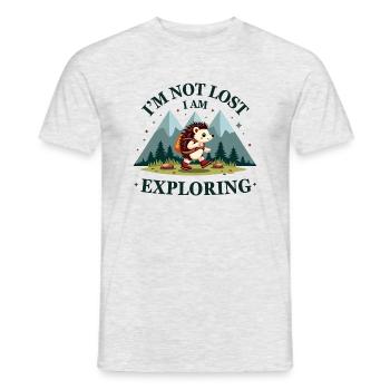 Je ne suis pas perdu J’explore - Randonnée et exploration - T-shirt homme - gris chiné - Devant - AI Model Male 178 dark (178cm)