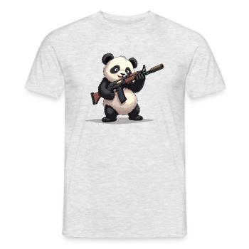 Niedlicher bewaffneter Panda - Männer T-Shirt - Grau meliert - Vorne - AI Model Male 178 dark (178cm)