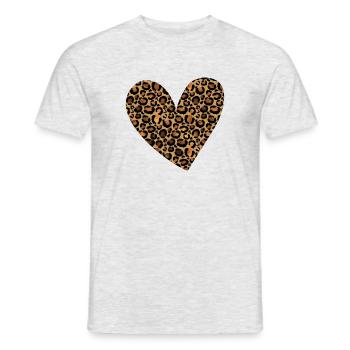 Leopard Cheetah Heart Valentine's Day - Men's T-Shirt - heather grey - Front - AI Model Male 178 dark (178cm)