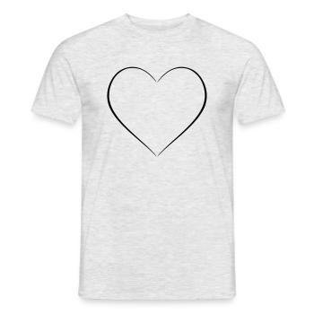 Coeur simple décor de ligne mince - T-shirt homme - gris chiné - Devant - AI Model Male 178 dark (178cm)