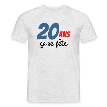 20ans ça se fête anniversaire - T-shirt homme - gris chiné - Devant - AI Model Male 178 dark (178cm)