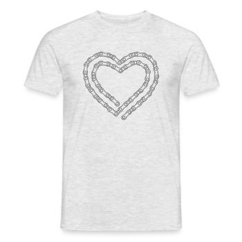 Love to Bike Bicycle Chain Heart Color Change - Men's T-Shirt - heather grey - Front - AI Model Male 178 dark (178cm)