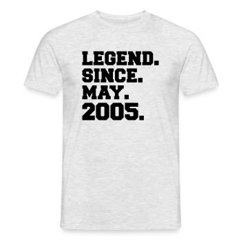 Born in may 2005 - Men's T-Shirt - heather grey - Front - AI Model Male 178 dark (178cm)