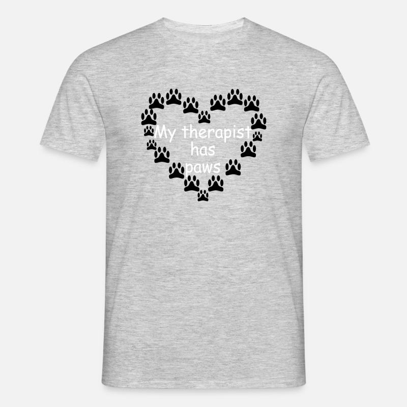 Min terapeut har poter - T-shirt til herrer - grå meleret