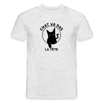 Chat Chat domestique - T-shirt homme - gris chiné - Devant - AI Model Male 178 dark (178cm)