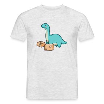 hugadino Dino Transporteur de colis, Dinosaure mignon - T-shirt homme - gris chiné - Devant - AI Model Male 178 dark (178cm)