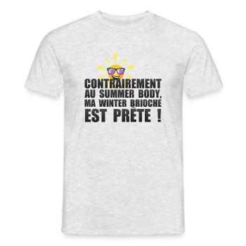 summer body winter brioche prete humour soleil bla - T-shirt homme - gris chiné - Devant - AI Model Male 178 dark (178cm)