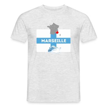 Marseille, the city's flag - Men's T-Shirt - heather grey - Front - AI Model Male 178 dark (178cm)