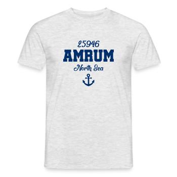 Amrum - 25946 - Nordsee Insel - Männer T-Shirt - Grau meliert - Vorne - AI Model Male 178 dark (178cm)