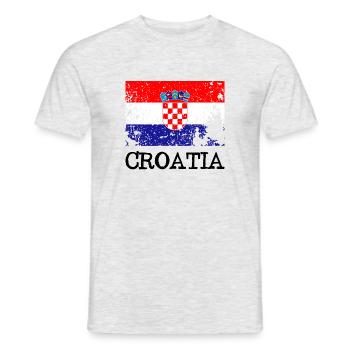 Croatia Grunge Flag Kroatien Flagge - Men's T-Shirt - heather grey - Front - AI Model Male 178 dark (178cm)