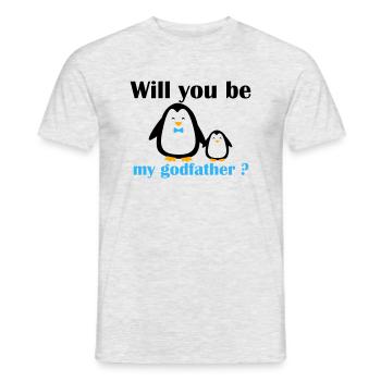 Do you want to be my godfather? - Cute penguin design - Men's T-Shirt - heather grey - Front - AI Model Male 178 dark (178cm)